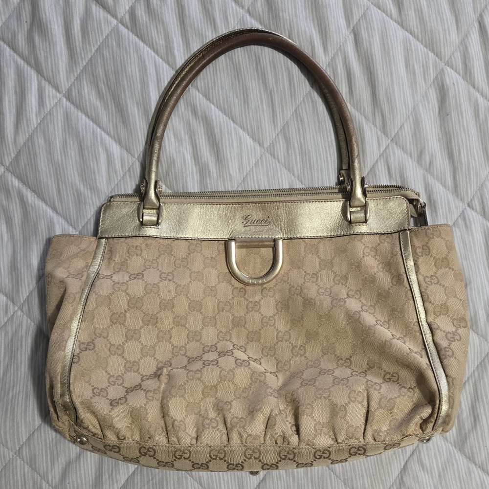 Gucci Beige and Gold Shoulder Bag